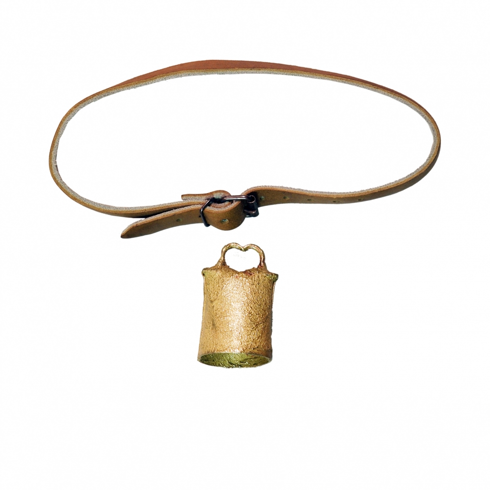 Sheep and goat bell with leather strap / Thuringian style